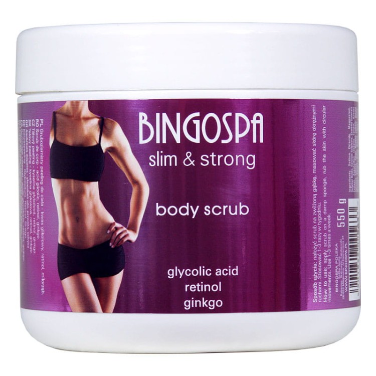 Body scrub - kwas glikolowy, retinol , miłorząb slim & strong BingoSpa