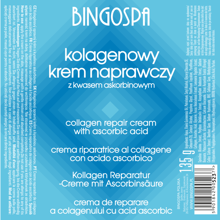 Kolagenowy krem naprawczy z kwasem askorbinowym BINGOSPA