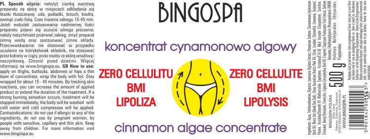ZERO CELULITU BMI LIPOLIZA Koncentrat cynamonowo - algowy 500 g BINGOSPA