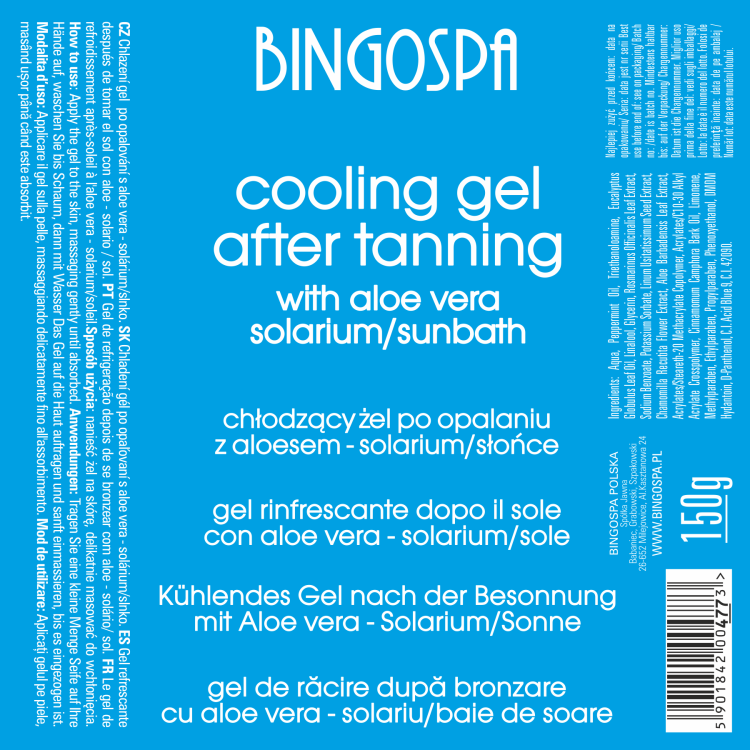 Chłodzący żel po opalaniu z aloesem słońce - solarium BINGOSPA
