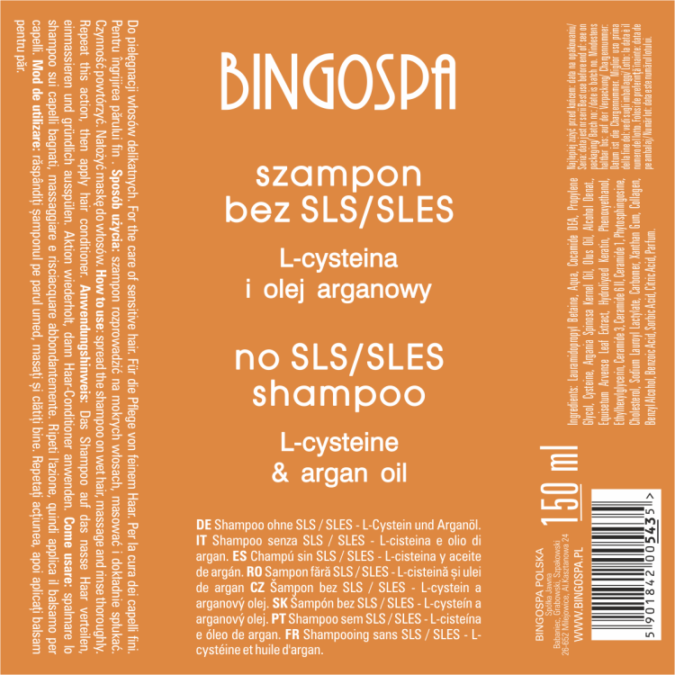 Szampon bez SLS/SLES z L-cysteiną i olejem arganowym 150 ml