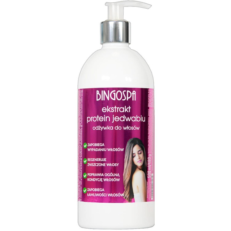 Ekstrakt protein jedwabiu 500 ml odżywka do włosów BINGOSPA