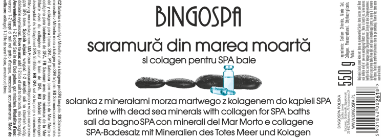 Solanka z minerałami Morza Martwego z kolagenem transdermalnym BINGOSPA etykieta
