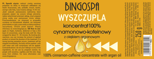 Koncentrat 100% cynamonowo-kofeinowy z olejkiem arganowym BINGOSPA 250 g