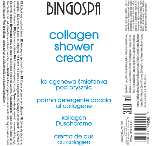 Kolagenowa śmietanka pod prysznic BINGOSPA 300 ml