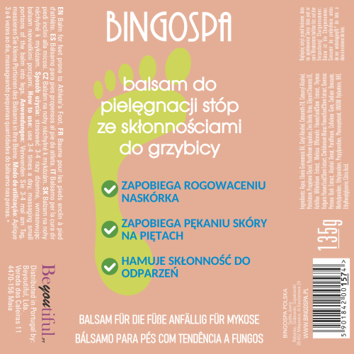 Balsam do pielęgnacji stóp ze skłonnościami grzybicy BINGOSPA  135 g