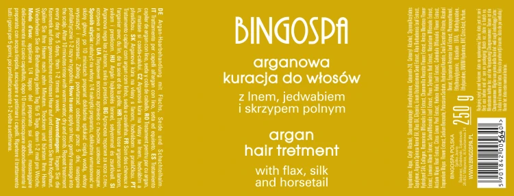 Arganowa kuracja do włosów z lnem, jedwabiem i skrzypem polnym BINGOSPA