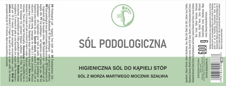 Sól podologiczna higieniczna sól do kąpieli stóp 600 g BINGOSPA