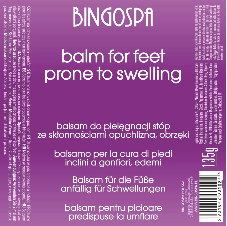 Balsam do stóp ból opuchlizna obrzęki BINGOSPA 135 g