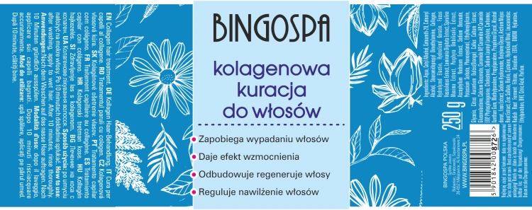 Kolagenowa kuracja do włosów 250 g BINGOSPA