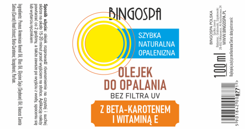 Olejek do opalania z beta-karotenem i witaminą E 100 ml BINGOSPA