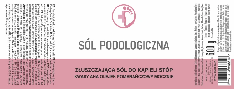 Sól podologiczna złuszczająca sól do kąpieli stóp 600 g BINGOSPA