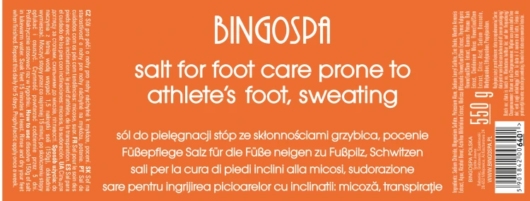 Sól do pielęgnacji stóp ze skłonnościami do grzybicy pocenia BINGOSPA