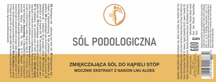 Sól podologiczna zmiękczająca sól do kąpieli stóp 600g BINGOSPA