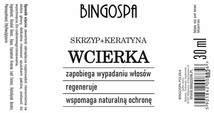 Wcierka do włosów skrzyp i keratyna 30 ml BINGOSPA