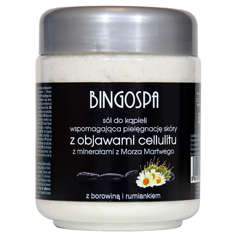 CELLULIT Sól do kąpieli wspomagająca pielęgnację skóry z objawami cellulitu, z minerałami z Morza Martwego, borowiną i rumiankiem BINGOSPA