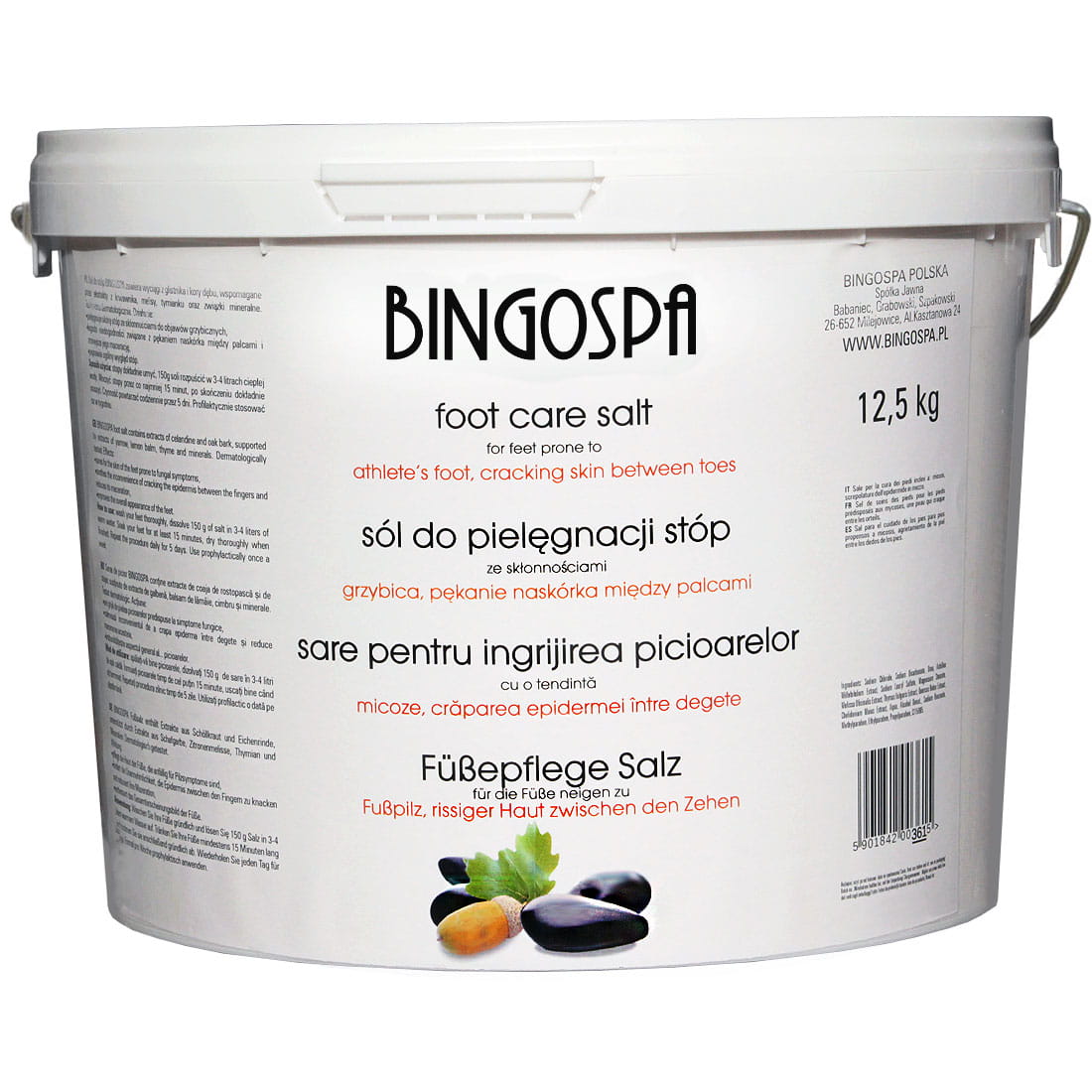 Sól do pielęgnacji stóp ze skłonnościami do grzybicy i pękania między palcami BINGOSPA 12,5 kg